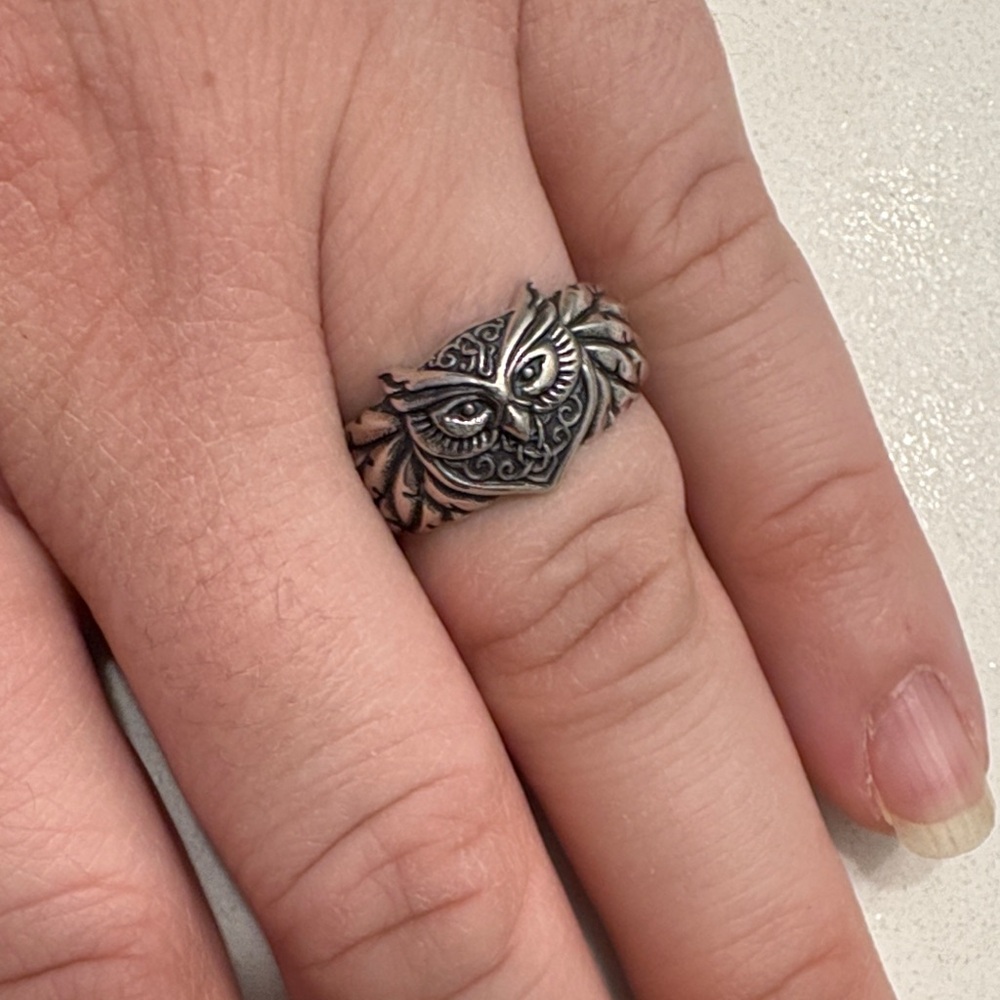 Sterling Silver Owl Ring Size 8